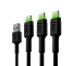 Set 3 Cavi USB-C Tipo C 200cm, LED Green Cell Ray, con ricarica rapida, Ultra Charge, Quick Charge 3.0