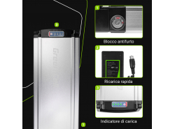 Accumulatore Batteria Green Cell Rear Rack 36V 11.6Ah 418Wh per Bici Elettrica E-Bike Pedelec