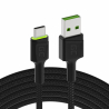 Cavo USB-C Tipo C 2m LED Green Cell Ray, con ricarica rapida, Ultra Charge, Quick Charge 3.0