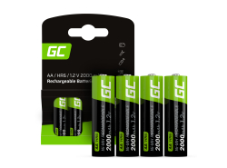 4x Batterie Ricaricabili AA R6 2000mAh Ni-MH Pile Green Cell