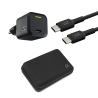 Set per la ricarica rapida di un telefono, tablet o ultrabook con un cavo lungo 2m. Caricabatterie GaN + cavo USB-C + custodia