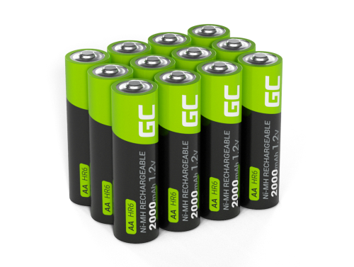 12x Batterie Ricaricabili AA R6 2000mAh Ni-MH Pile Green Cell