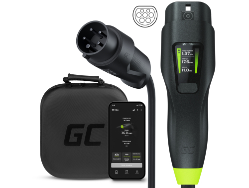 Green Cell Habu EV Caricatore Mobile 11 kW 7 m Tipo 2 a CEE 16 A di Ricarica per Veicoli Elettrici EV PHEV 2in1 Wallbox con App
