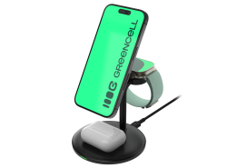Greencell MagScape Caricatore Wireless 3-in-1 MagSafe per iPhone, Apple Watch, AirPods e Altri Auricolari Senza Fili